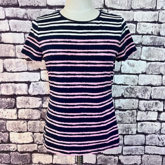Talbots Tops - Talbots Blue, Pink & White Stripe Tee Size M